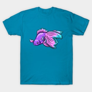 Tropical Fish Cartoon Illustration Goldfish Design T-Shirt